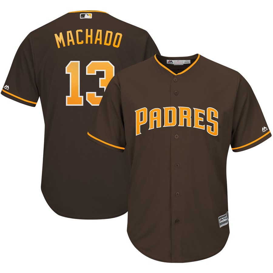 Men's San Diego Padres #13 Manny Machado Coffee Cool Base Stitched MLB Jersey